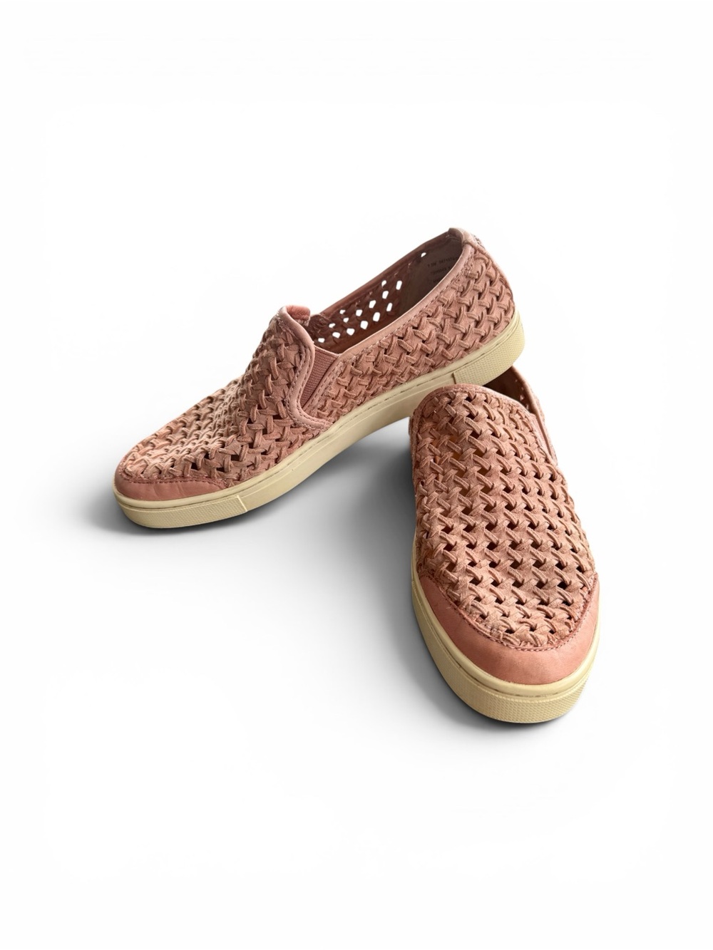 Frye Gemma Woven Suede Slip-On Sneakers • Blush Pink • Size 7.5